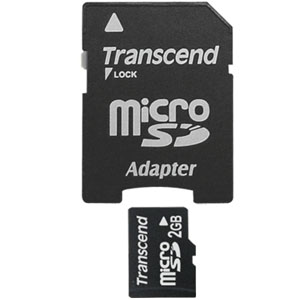 Transcend MicroSD 2GB   Adaptador SD  Clase 2   TS2GUSD
